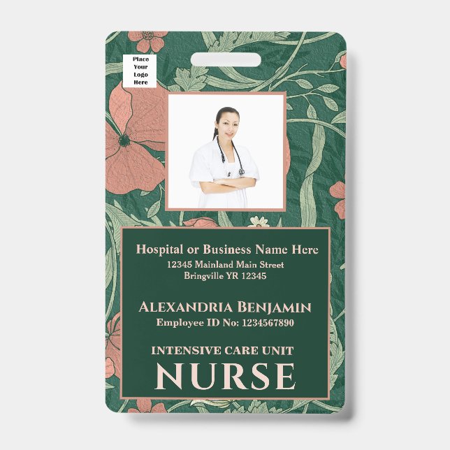 Custom Employee Logo ID Photo Bar Code Personalise Badge (Front)