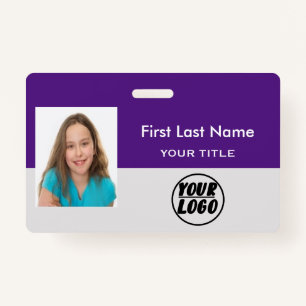 Custom Employee Logo & Photo & Bar Code name ID Badge
