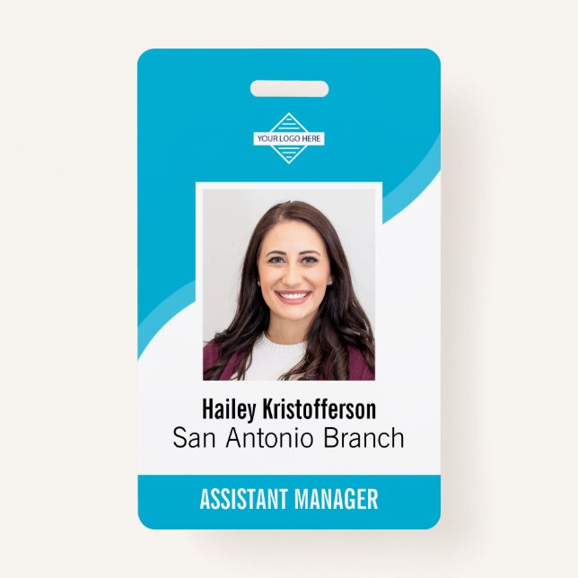 Custom Employee Logo Photo ID Name Badge ID Badge (Front)