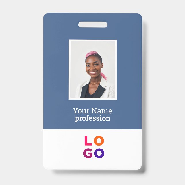 Custom Employee Logo, Photo, Qr Code, Name ID Badge (Front)