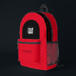 Custom Employee Logo, Text, Slogan, Website Printed Backpack<br><div class="desc">Easily personalise this professional backpack adding your company logo and a custom text. You can add business name, slogan, social media, website or any additional info, or delete it. A simple and modern design in eyecatching red and black featuring clear sans serif font, for a professional and edgy look, perfect...</div>