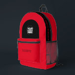 Custom Employee Logo, Text, Slogan, Website Printed Backpack<br><div class="desc">Easily personalise this professional backpack adding your company logo and a custom text. You can add business name, slogan, social media, website or any additional info, or delete it. A simple and modern design in eyecatching red and black featuring clear sans serif font, for a professional and edgy look, perfect...</div>
