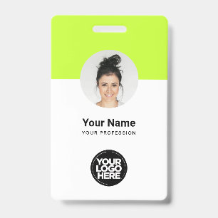 Custom Employee Modern ID Card Acid Green QR Badge