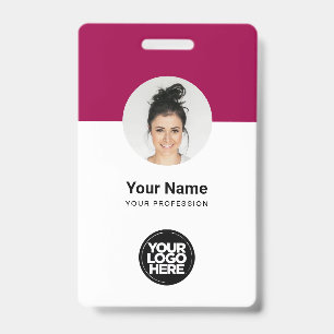 Custom Employee Modern ID Card Cherry Red QR Badge