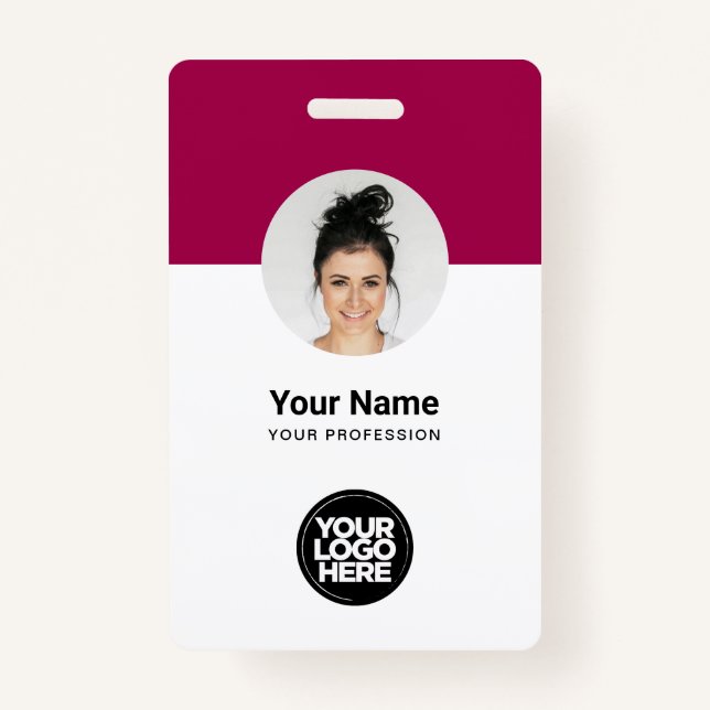 Custom Employee Modern ID Card Cherry Red QR Badge ID Badge (Front)
