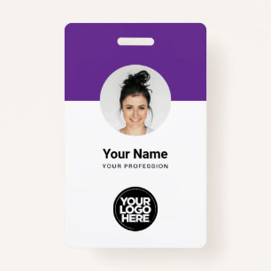 Custom Employee Modern ID Card purple QR ID Badge