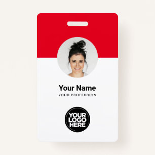Custom Employee Modern ID Card Red QR Badge ID Badge