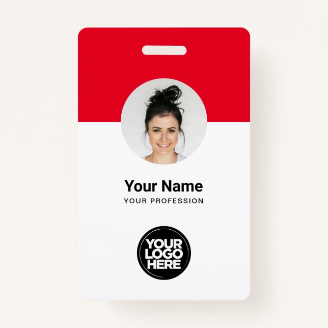 Custom Employee Modern ID Card Red QR Badge ID Badge (Front)