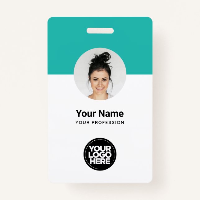 Custom Employee Modern ID Card Turquoise QR ID Badge
