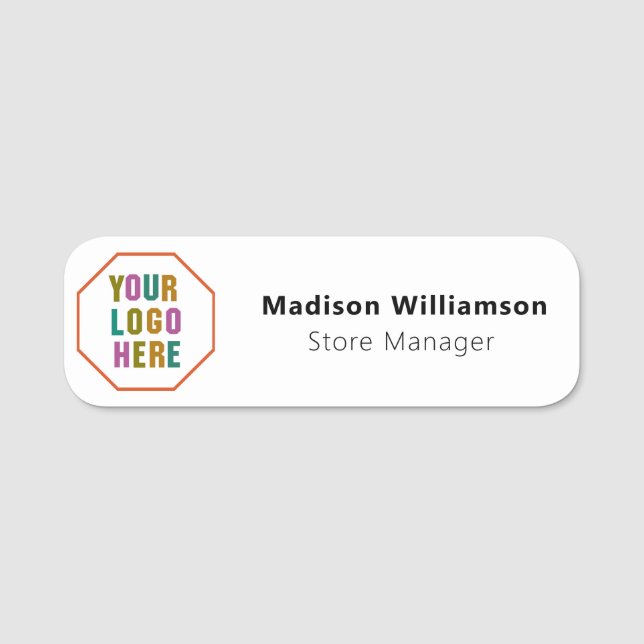 Custom Employee Name Badge | Logo, Magnetic or Pin (Front)