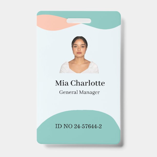 Custom Employee Name Badge,Photo, Logo, Bar Code, ID Badge (Front)