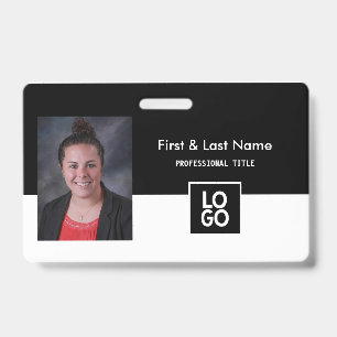 Custom Employee Name Badge Simple Minimal Black ID Badge