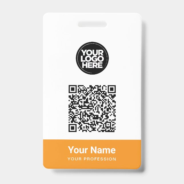 Custom Employee Name Business Logo Qr Code ID Badge (Front)