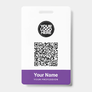 Custom Employee Name Business Logo Qr Code ID Badge