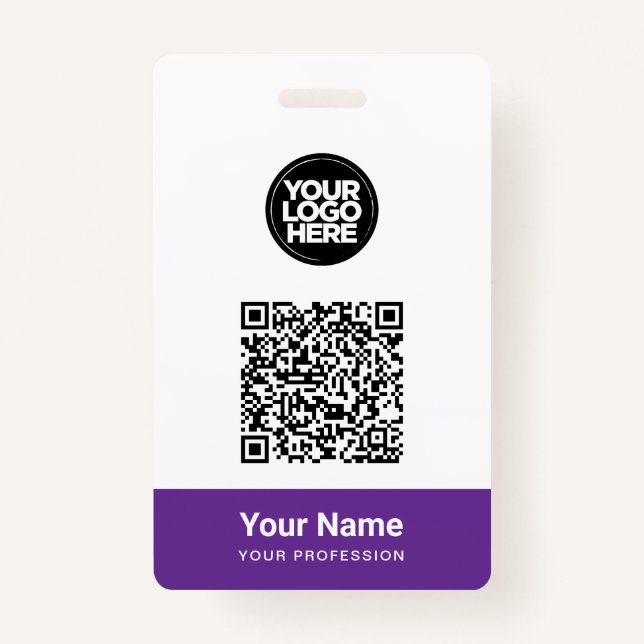 Custom Employee Name Business Logo Qr Code ID Badge (Front)