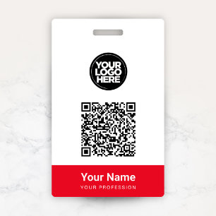 Custom Employee Name Business Logo Qr Code ID Badge