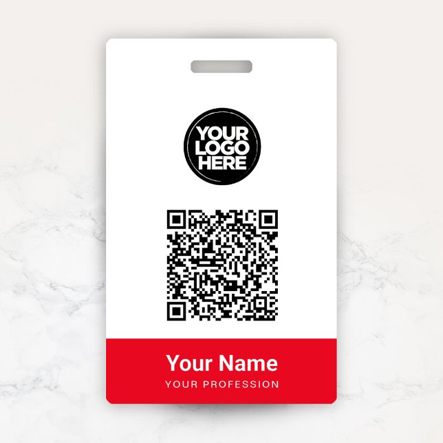 Custom Employee Name Business Logo Qr Code ID Badge (Creator Uploaded)