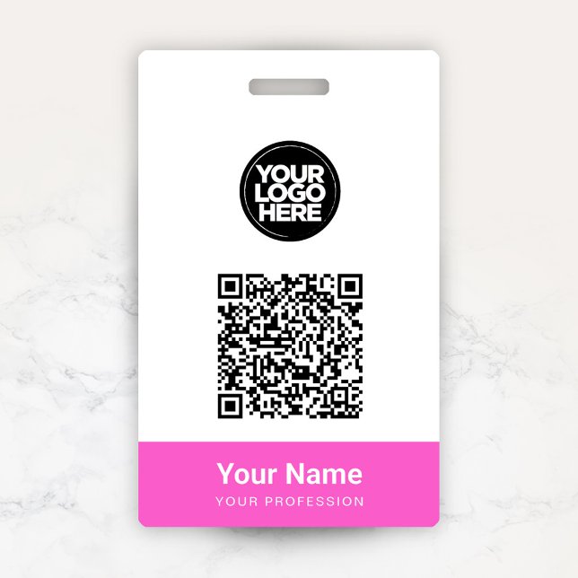 Custom Employee Name Business Logo Qr Code ID Badge (Creator Uploaded)