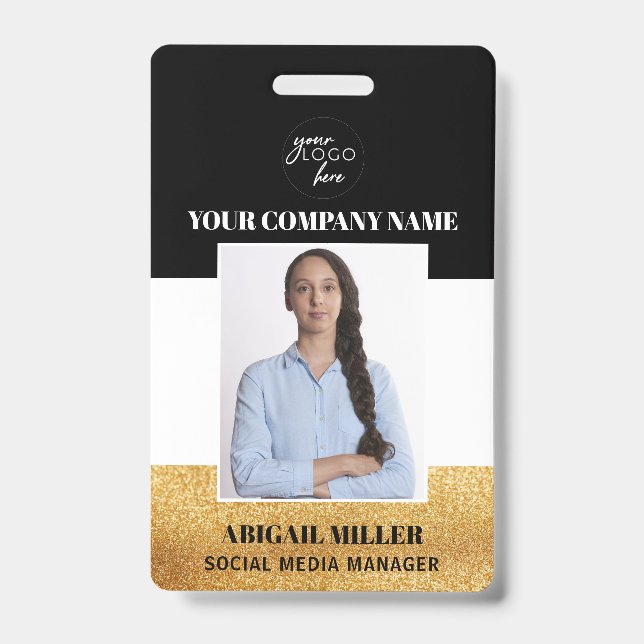 Custom Employee Name Logo Photo ID Badge (Front)