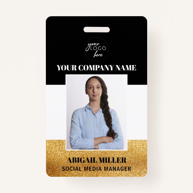 Custom Employee Name Logo Photo ID Badge (Front)