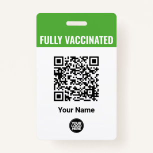 Custom Employee Name Logo Vaccination QrCode ID Badge