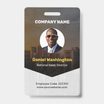 Custom Employee Name, Photo, Bar Code, Logo Badge
