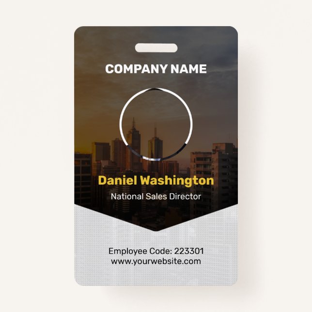 Custom Employee Name, Photo, Bar Code, Logo Badge ID Badge (Front)
