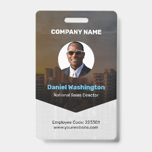Custom Employee Name, Photo, Bar Code, Logo Badge ID Badge