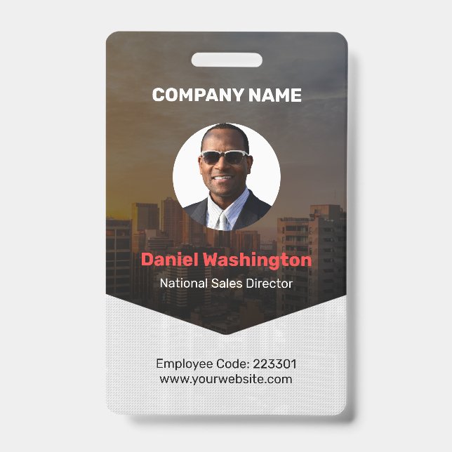 Custom Employee Name, Photo, Bar Code, Logo Badge ID Badge (Front)