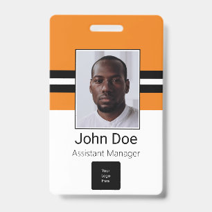 Custom Employee Name, Photo, Bar Code, Logo ID Badge