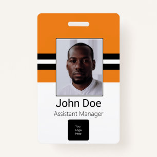 Custom Employee Name, Photo, Bar Code, Logo ID Badge