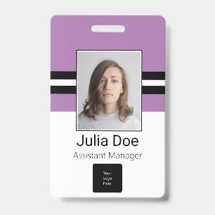 Custom Employee Name, Photo, Bar Code, Logo ID Badge