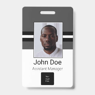 Custom Employee Name, Photo, Bar Code, Logo ID Badge