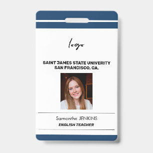 Custom employee name photo bare code template ID badge