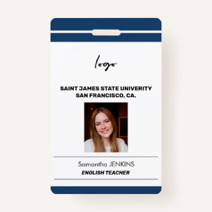 Custom employee name photo bare code template ID badge