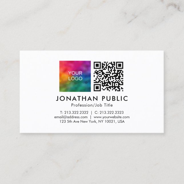 Custom Employee Name QR Code Business Logo Here Calling Card (Front)