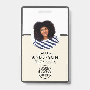 Custom Employee Pass Photo ID Logo Qr barcode Badge