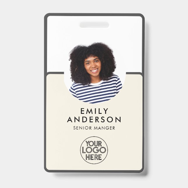 Custom Employee Pass Photo ID Logo Qr barcode Badge (Front)