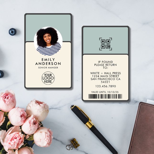 Custom Employee Pass Photo ID Logo Qr barcode ID Badge (Creator Uploaded)