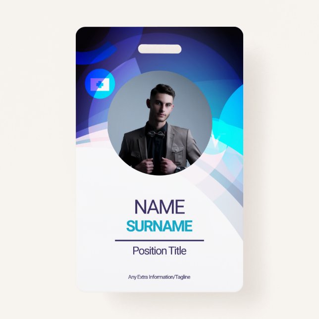 Custom Employee -Photo, Address, Logo, Name, Phone ID Badge (Front)