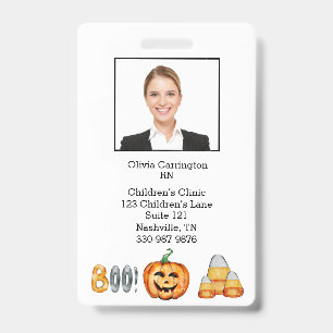 Custom Employee Photo Bar Code Halloween Name Tag ID Badge