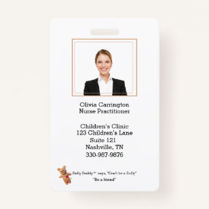 Custom Employee Photo Bar Code Logo Bully Buddy ID Badge