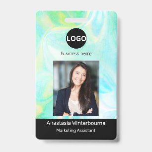 Custom Employee Photo, Bar Code, Logo, holographic ID Badge