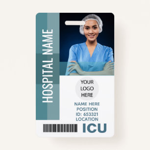Custom Employee Photo, Bar Code, Logo ICU ID ID Badge