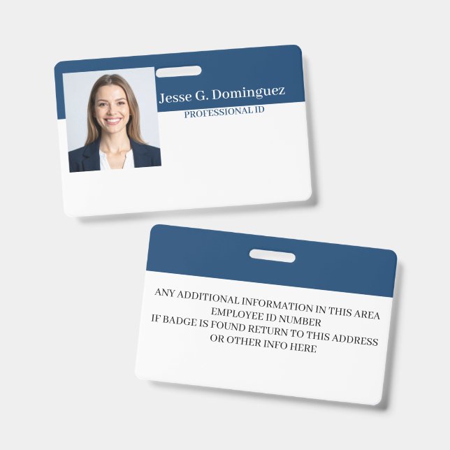 Custom Employee - Photo, Bar Code, Logo, Name Badg ID Badge (Front & Back)