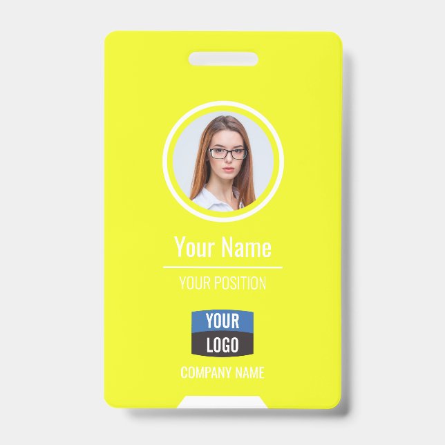 Custom Employee Photo, Bar Code, Logo, Name Badge ID Badge (Front)