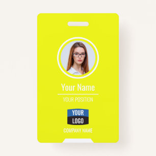 Custom Employee Photo, Bar Code, Logo, Name Badge ID Badge