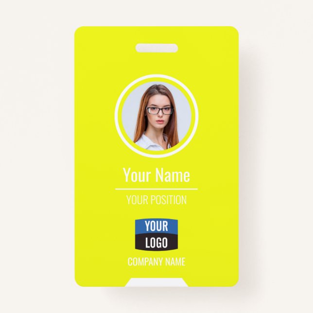 Custom Employee Photo, Bar Code, Logo, Name Badge ID Badge (Front)