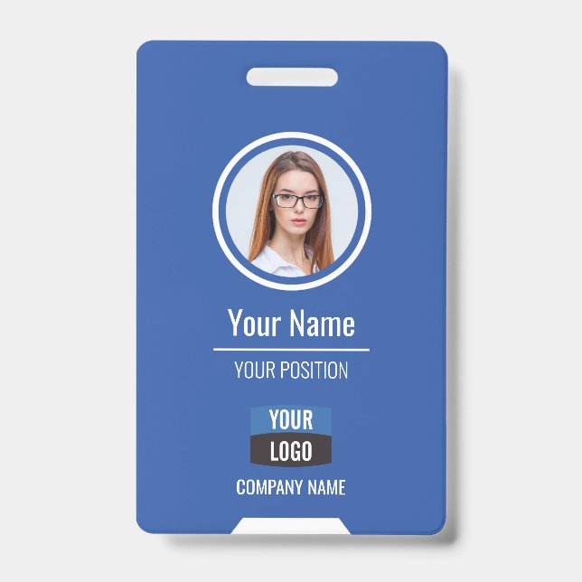 Custom Employee Photo, Bar Code, Logo, Name Badge ID Badge (Front)