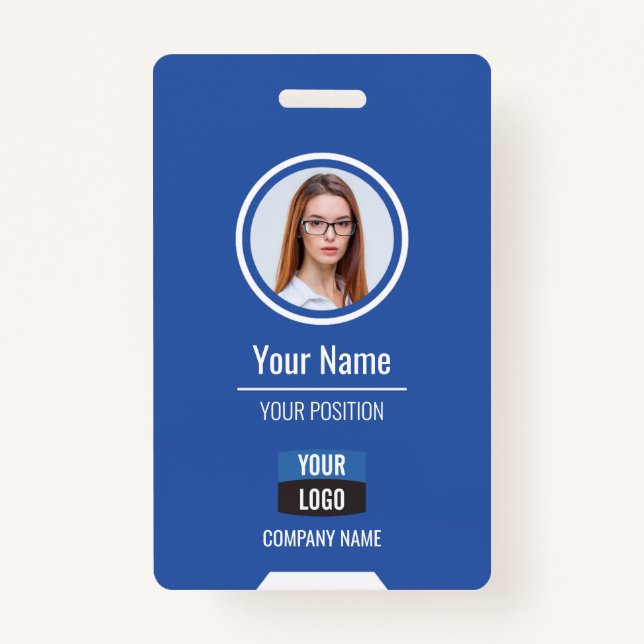 Custom Employee Photo, Bar Code, Logo, Name Badge ID Badge (Front)